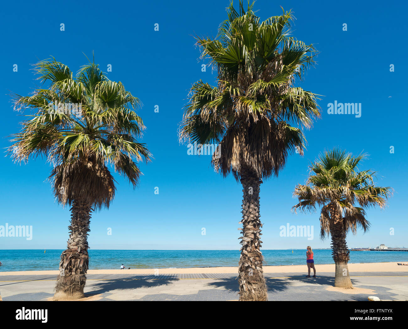 St Kilda's Beach Boardwalk Victoria Australia Foto Stock
