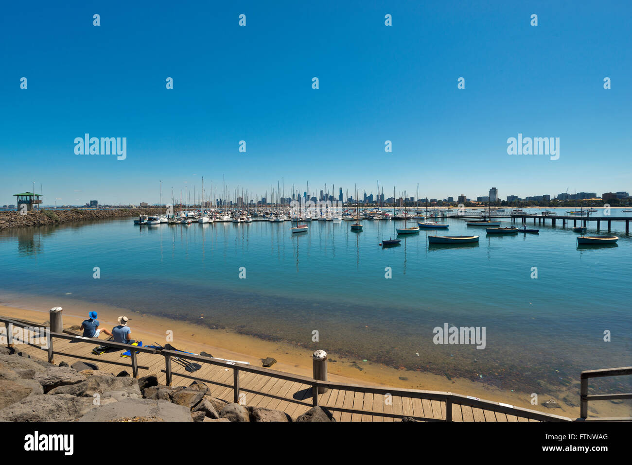 Melbourne da St Kilda porto Victoria Australia Foto Stock