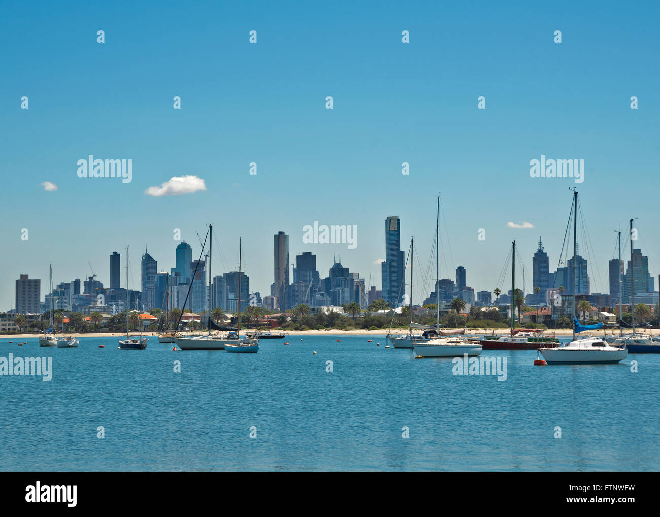 Melbourne da St Kilda pier Victoria Australia Foto Stock