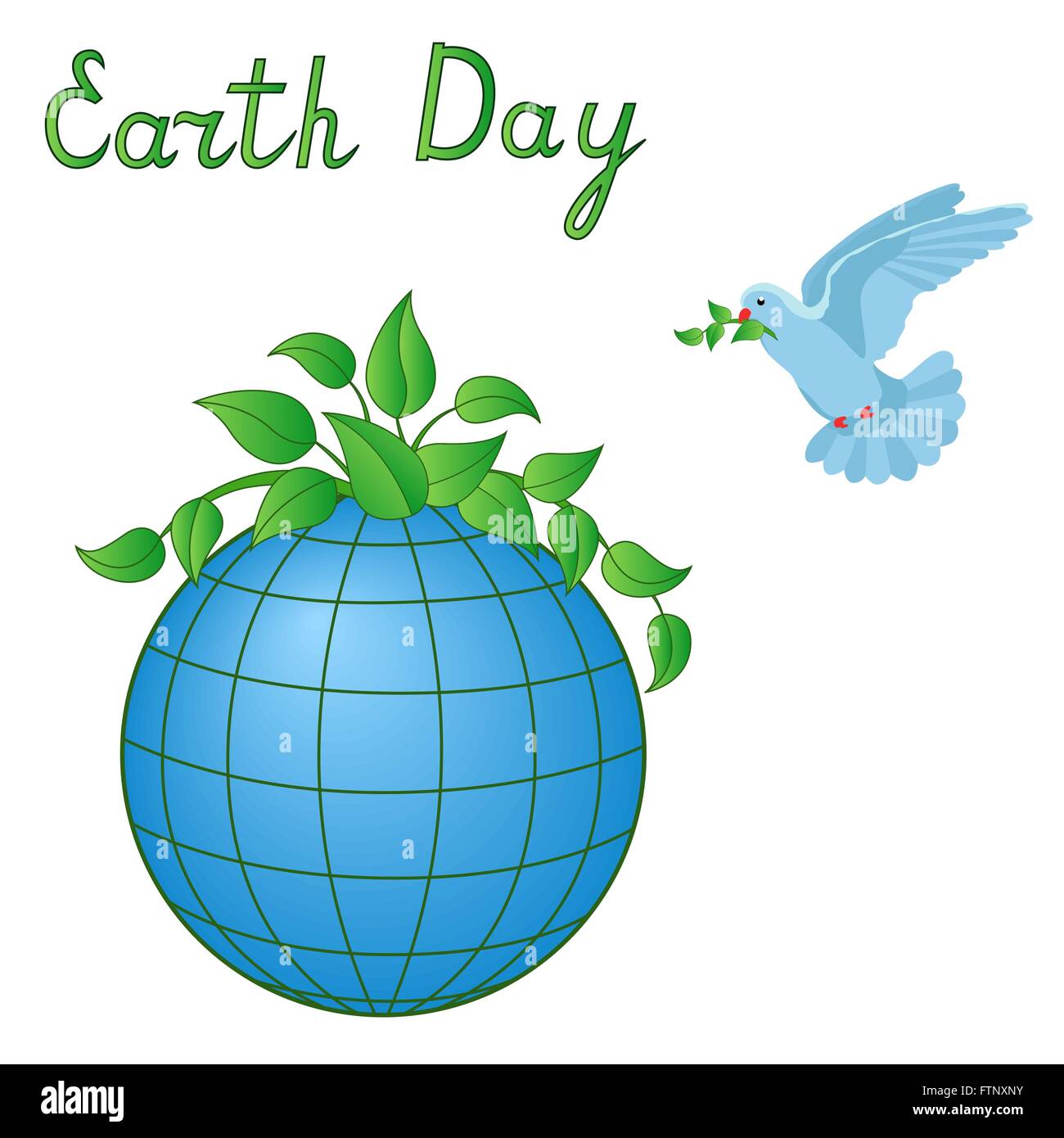 La giornata della terra immagini vettoriali con stilizzato il pianeta Terra, piccione e di attualità iscrizione isolato su bianco Illustrazione Vettoriale