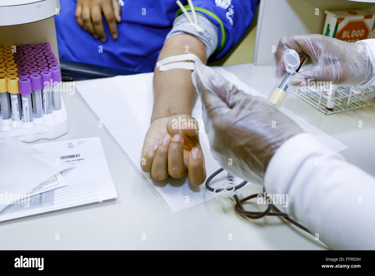 Donazione di sangue - La banca del sangue Foto Stock