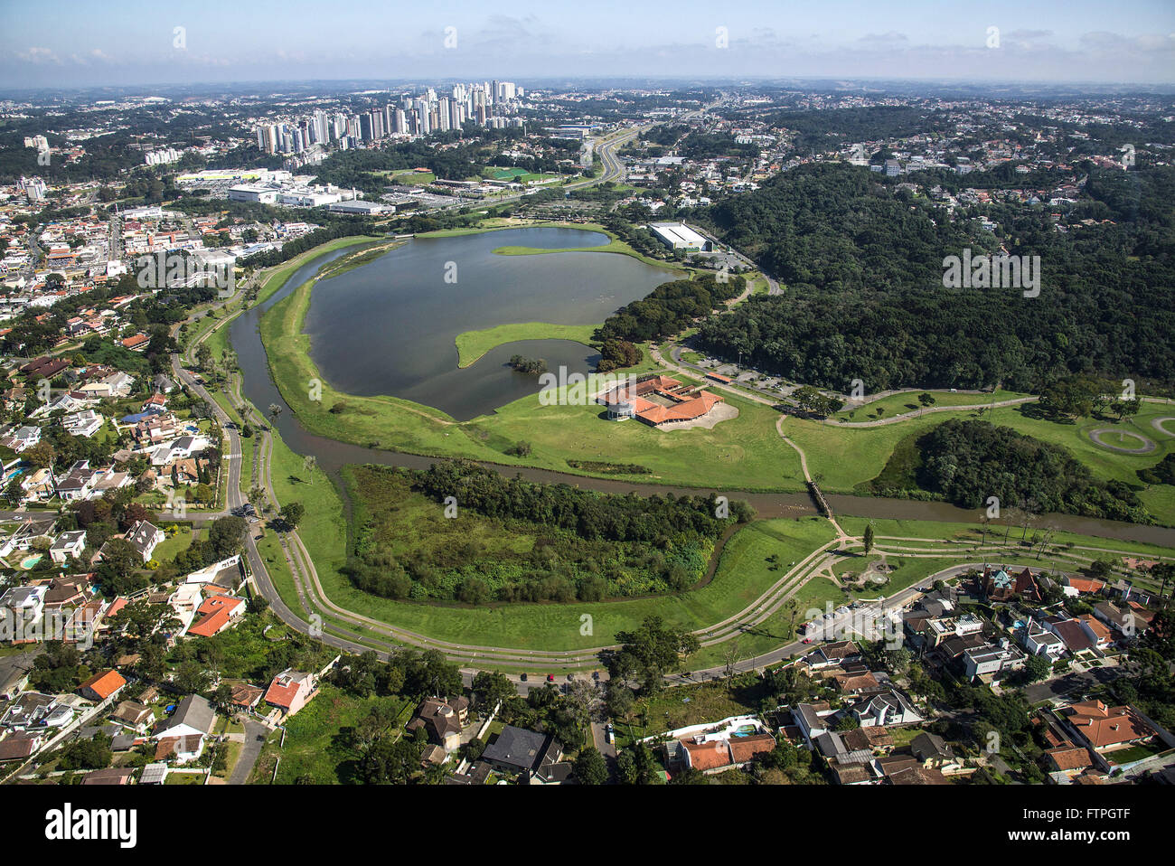 Vista aerea del Lago Barigui Park Foto Stock