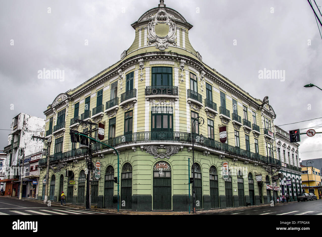 Facciata del palace hotel nel 1911 nel centro della città Foto Stock