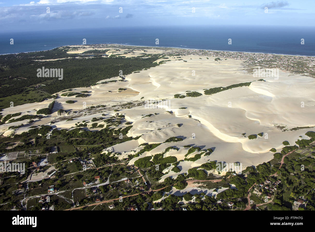 Vista aerea del turismo ecologico Parco dune Genipabu Foto Stock