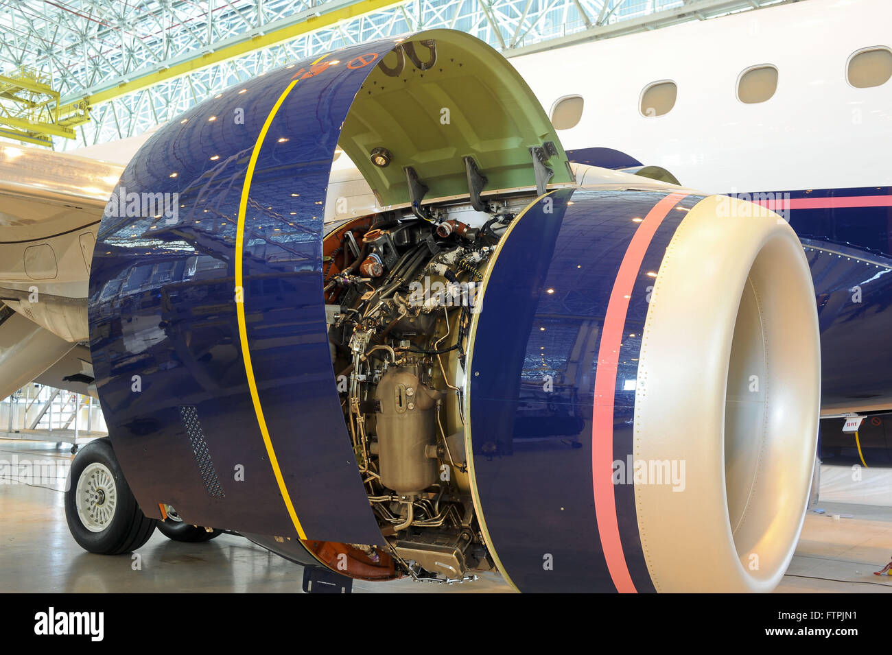 Linea di assemblaggio per l'EMB-170 e EMB-190 da EMBRAER Foto Stock