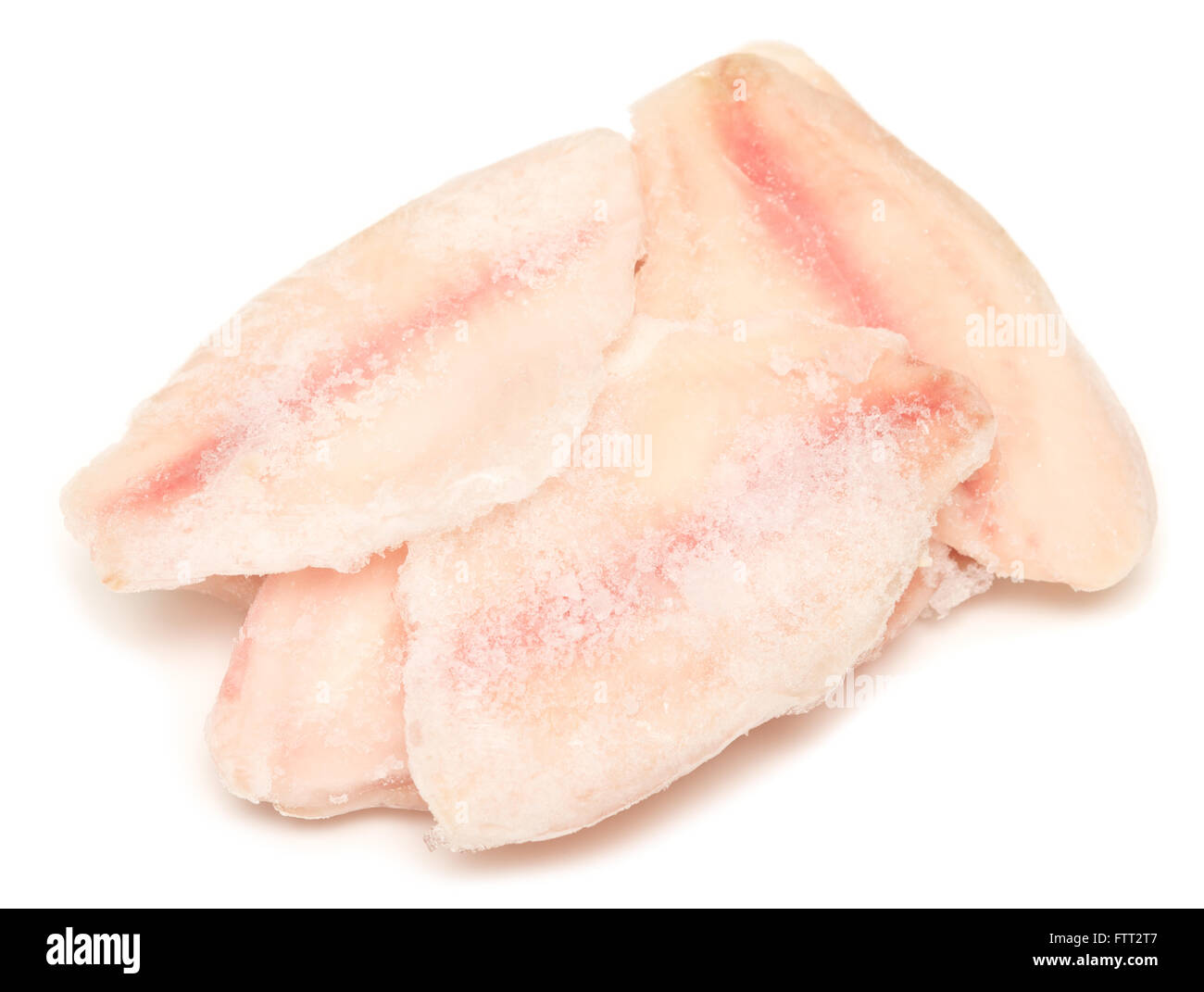 Congelati filetto di pesce isolato su sfondo bianco Foto Stock