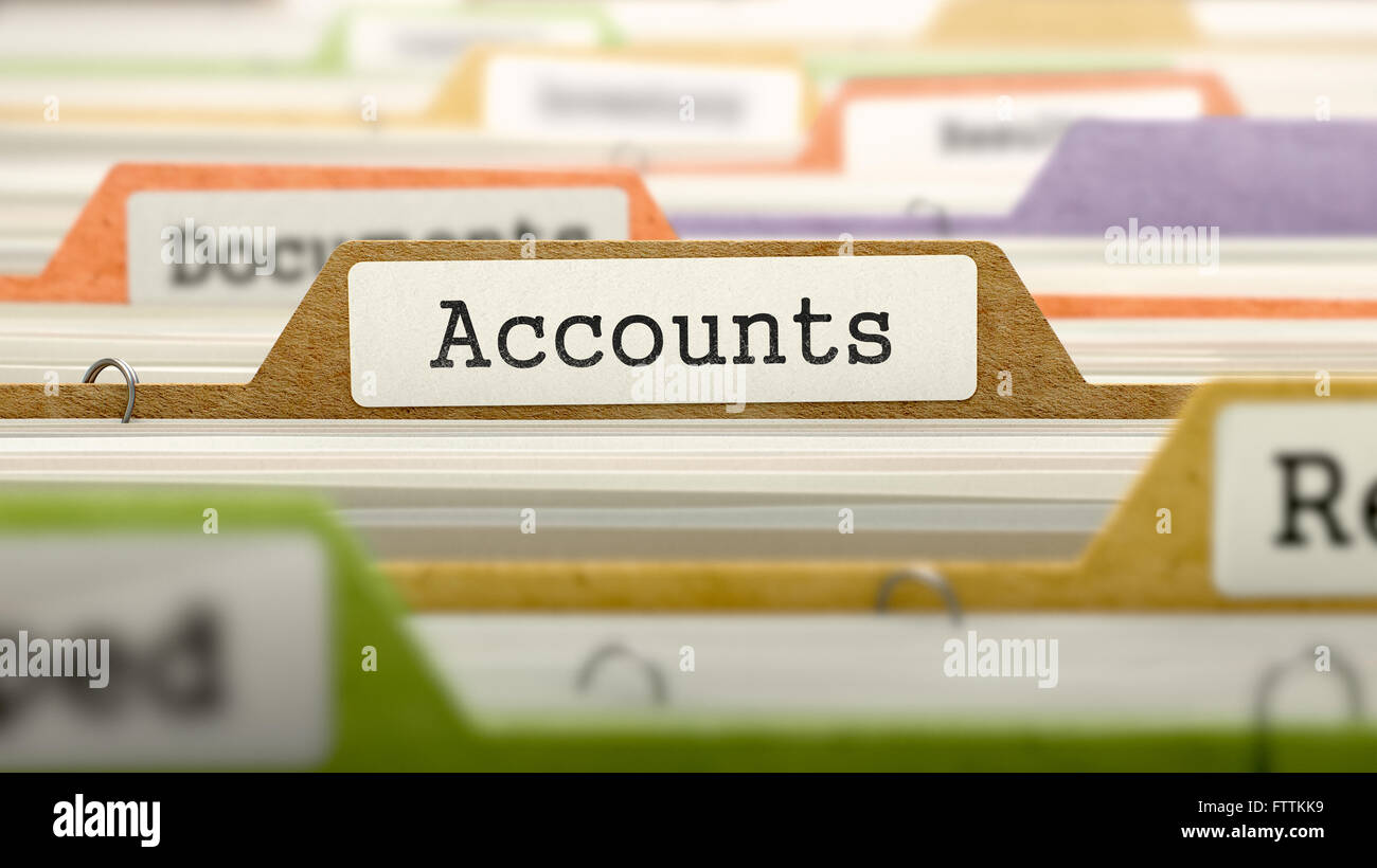 Il concetto di account sul registro della cartella. Foto Stock