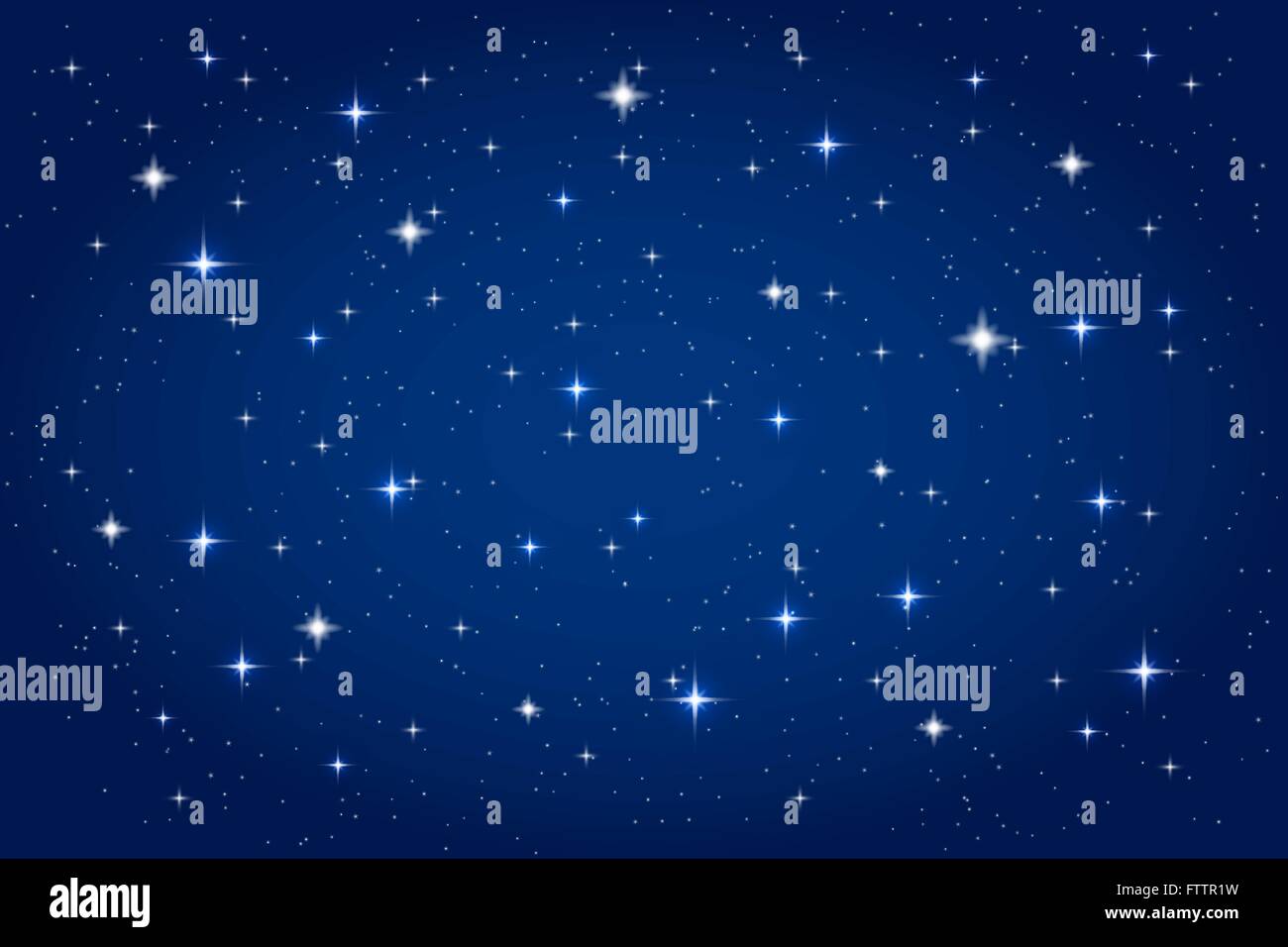 Cielo notturno con stelle brillanti dello sfondo. Vettore modello orizzontale Illustrazione Vettoriale
