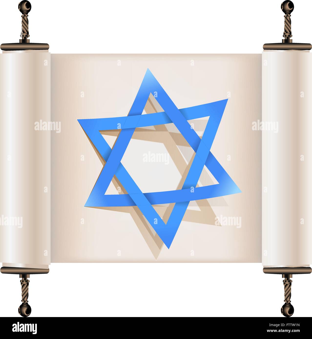 Stella di Davide con ombra in Ebraico antico scorrere. Segno della religione giudaica e la fede. Illustrazione Vettoriale Illustrazione Vettoriale