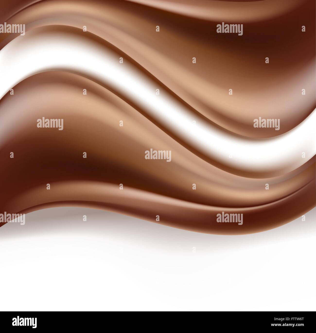 Sfondo di cioccolato con striscia bianca cremosa sfondo astratto. Cibo dolce delizioso scuro ondulato crema di cioccolato su bianco. vec Illustrazione Vettoriale