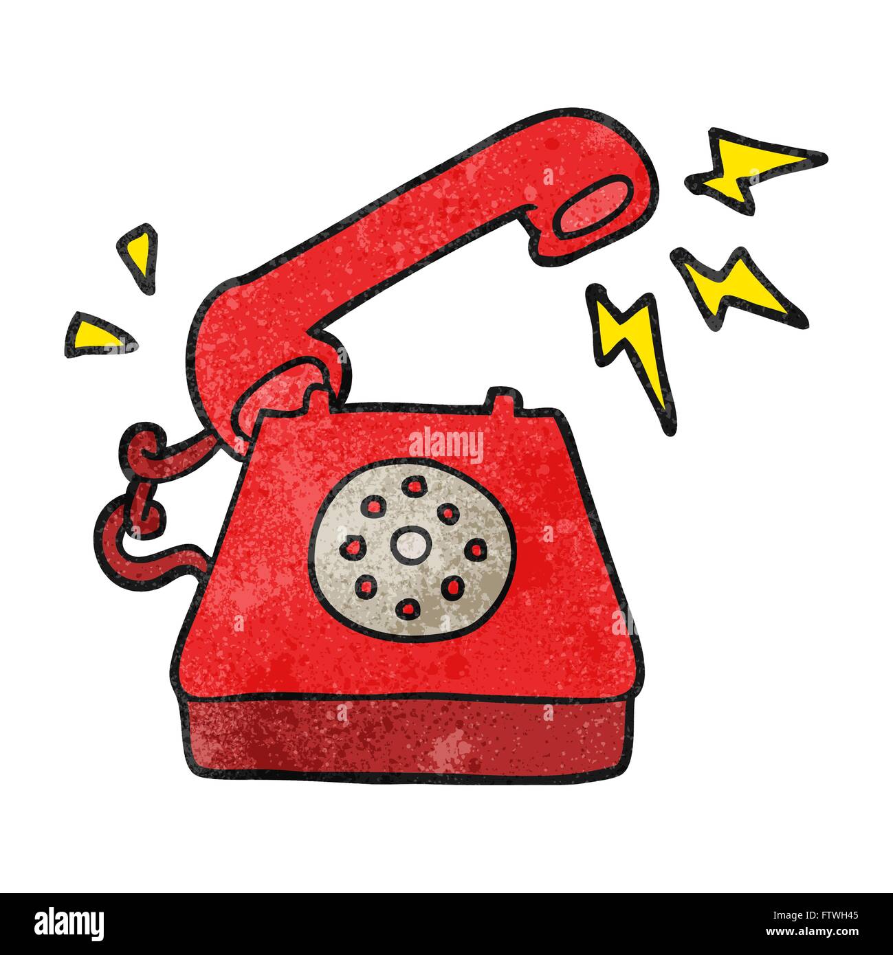 Freehand textured cartoon telefono che squilla Illustrazione Vettoriale