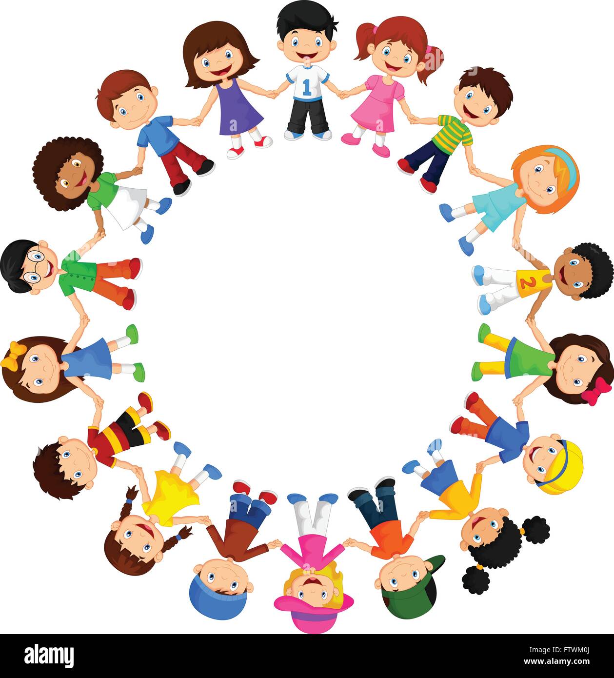 Cerchio di bambini felici di razze differenti Immagine e Vettoriale - Alamy