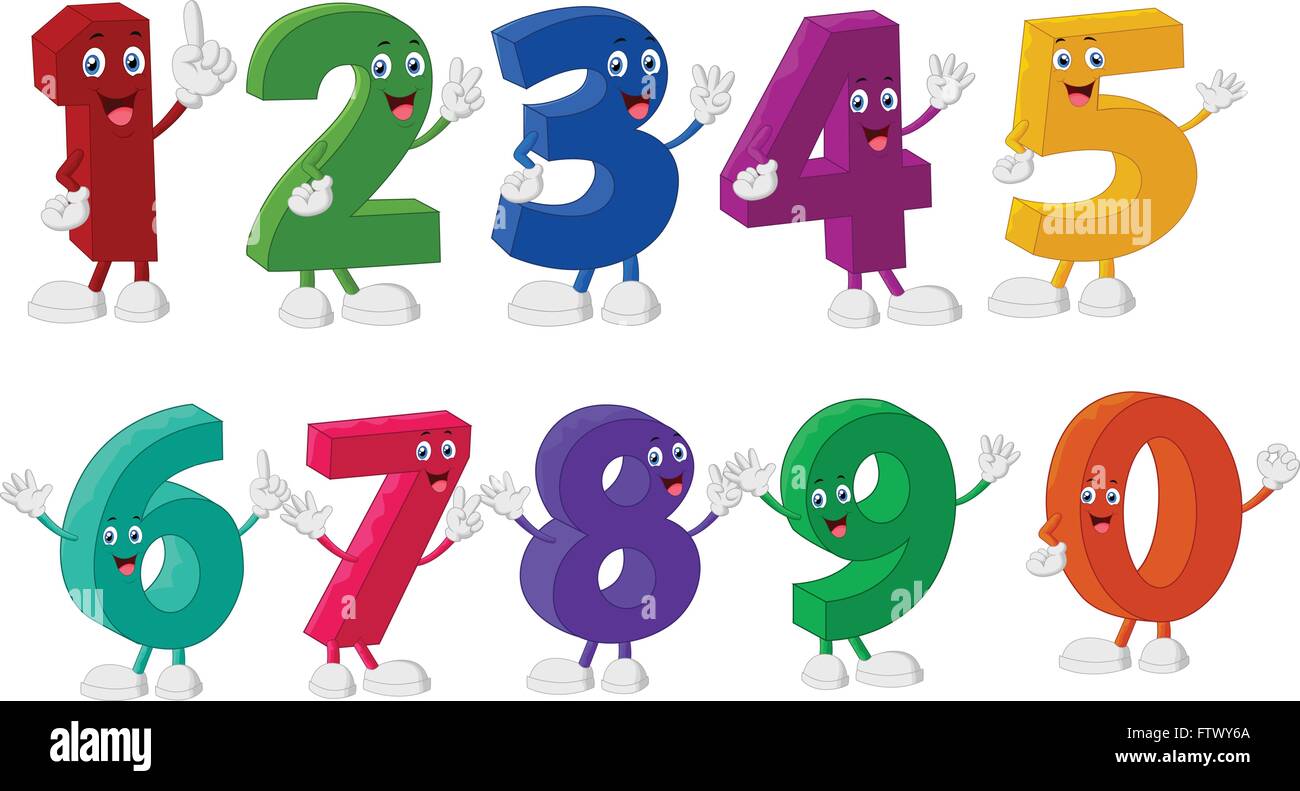 I numeri di divertenti personaggi dei cartoni animati Immagine e Vettoriale  - Alamy