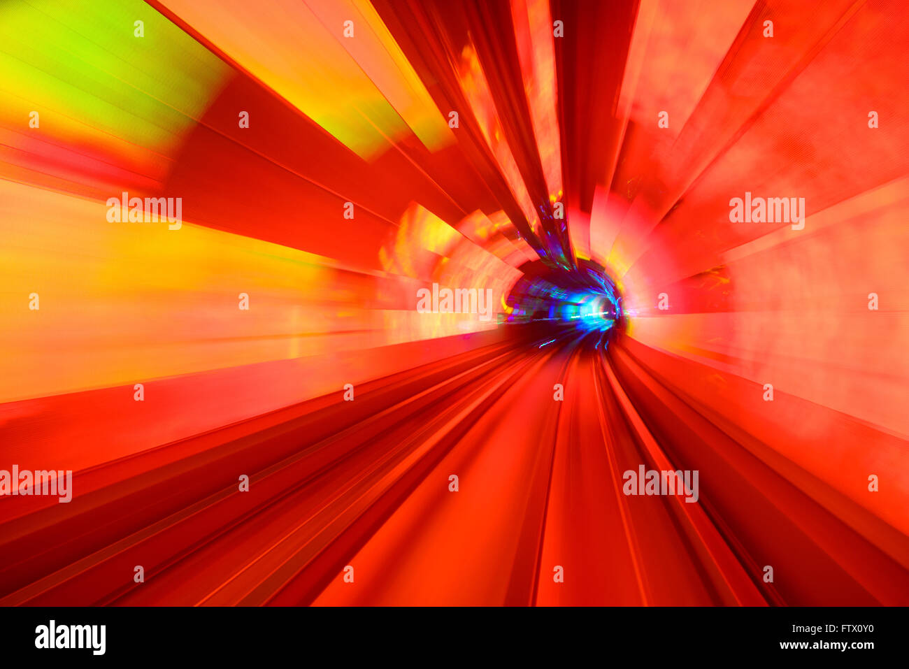 Motion Blur in Shanghai Sightseeing Tunnel. Foto Stock