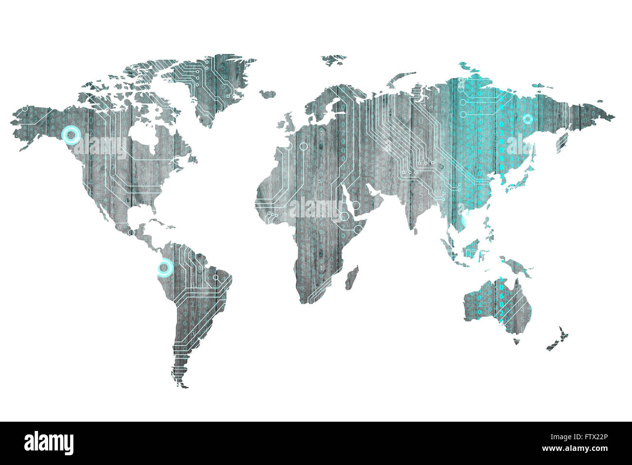 Digital World map Foto Stock