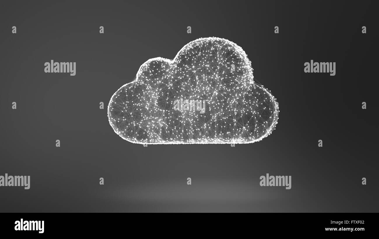 3D immagine: lo storage cloud, concezione di rete da una molteplicità di host e le comunicazioni Foto Stock