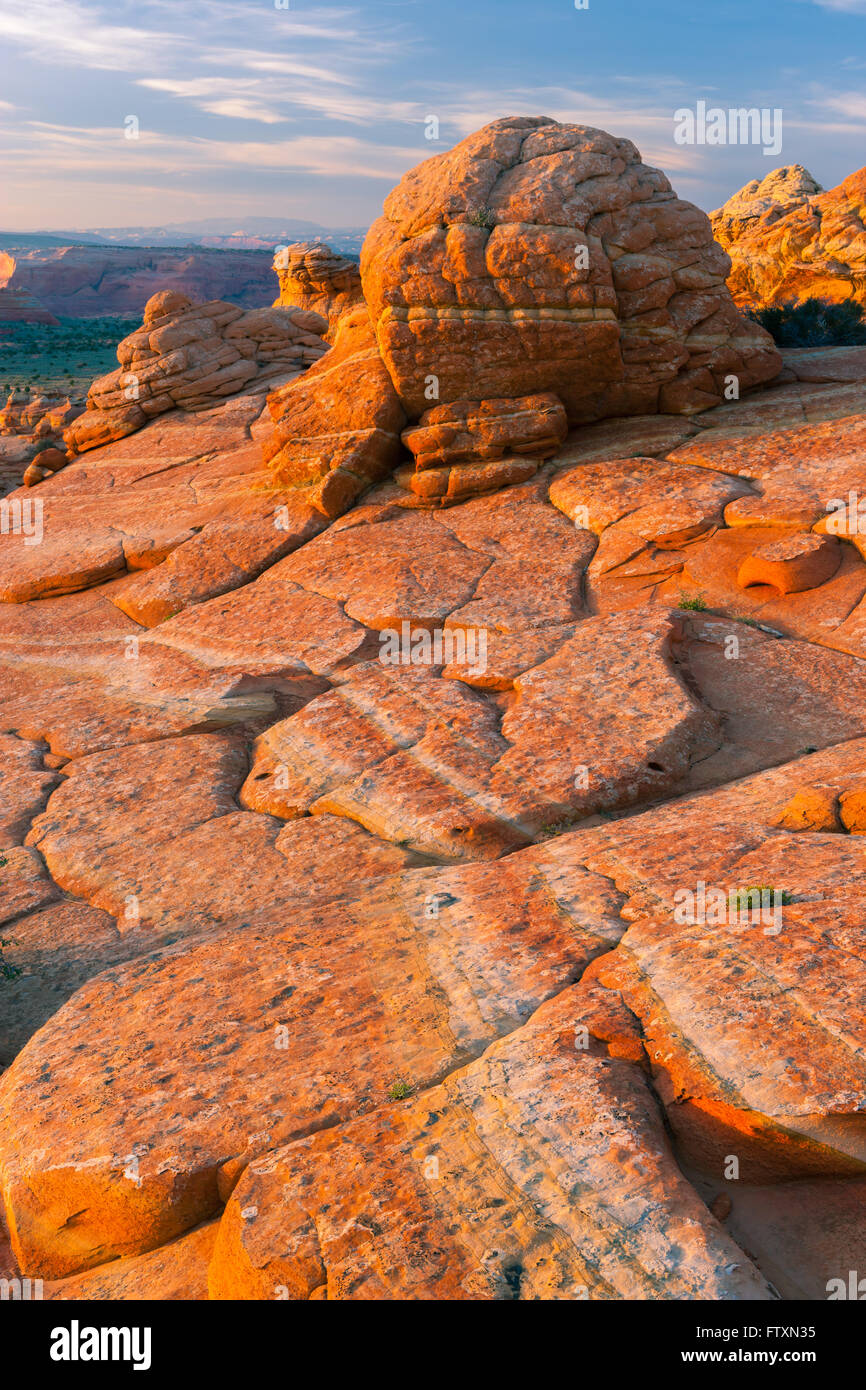 Tramonto al sud Coyote Buttes, Vermiglio scogliere monumento nazionale Foto Stock