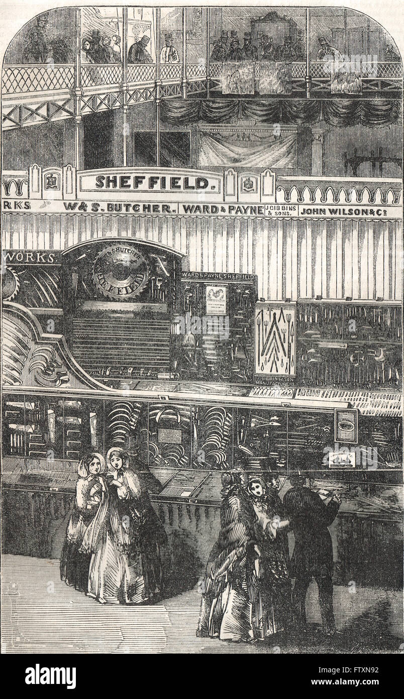Corte di Sheffield, la grande esposizione,1851 Foto Stock