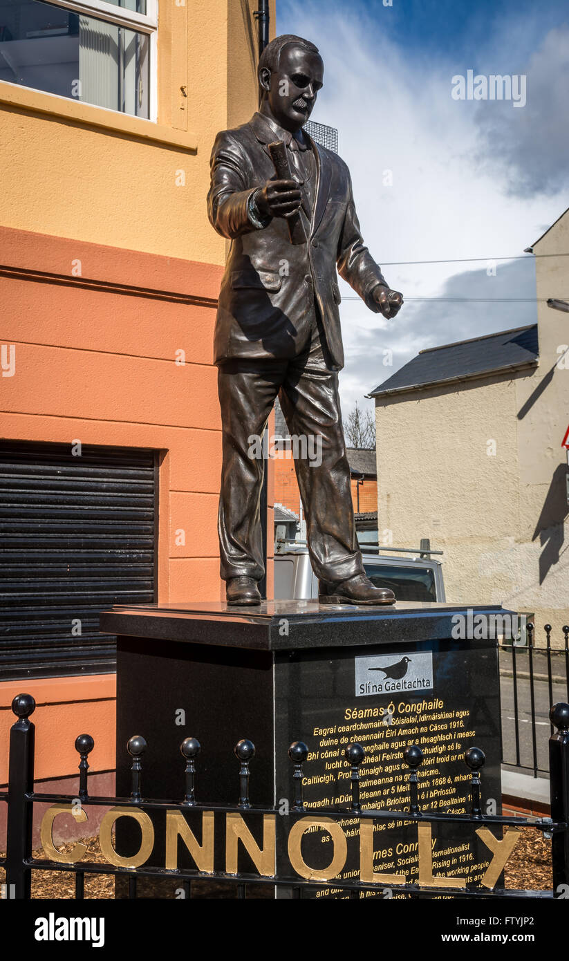 Nuovo James Connolly memorial statua sul Falls Road, Belfast. Foto Stock