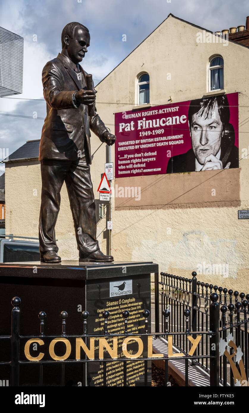 Nuovo James Connolly memorial statua sul Falls Road, Belfast. Foto Stock