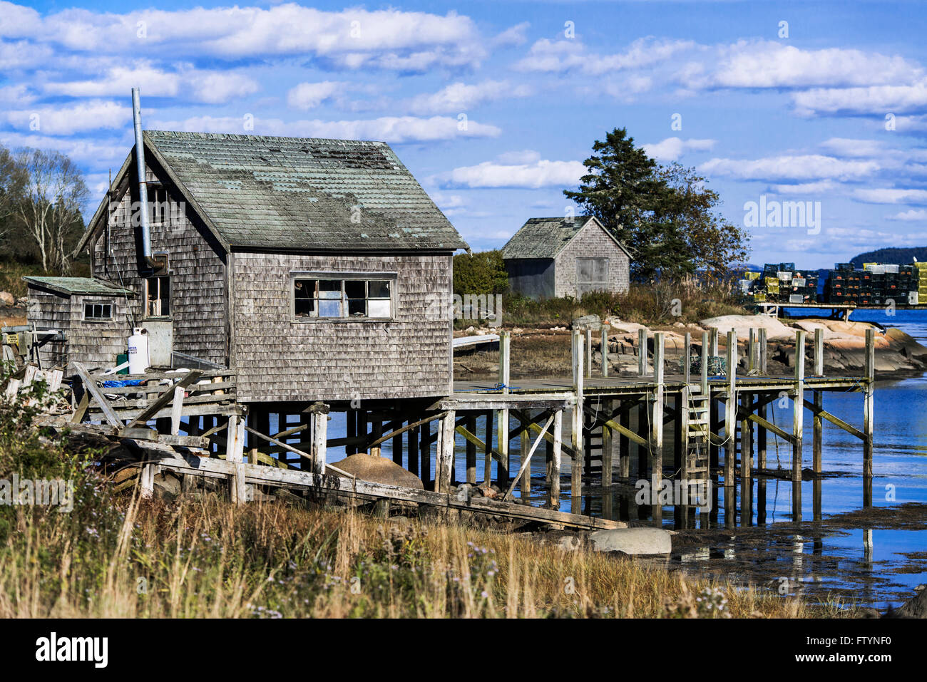 Lobster shed, Jonesport, Maine, Stati Uniti d'America Foto Stock
