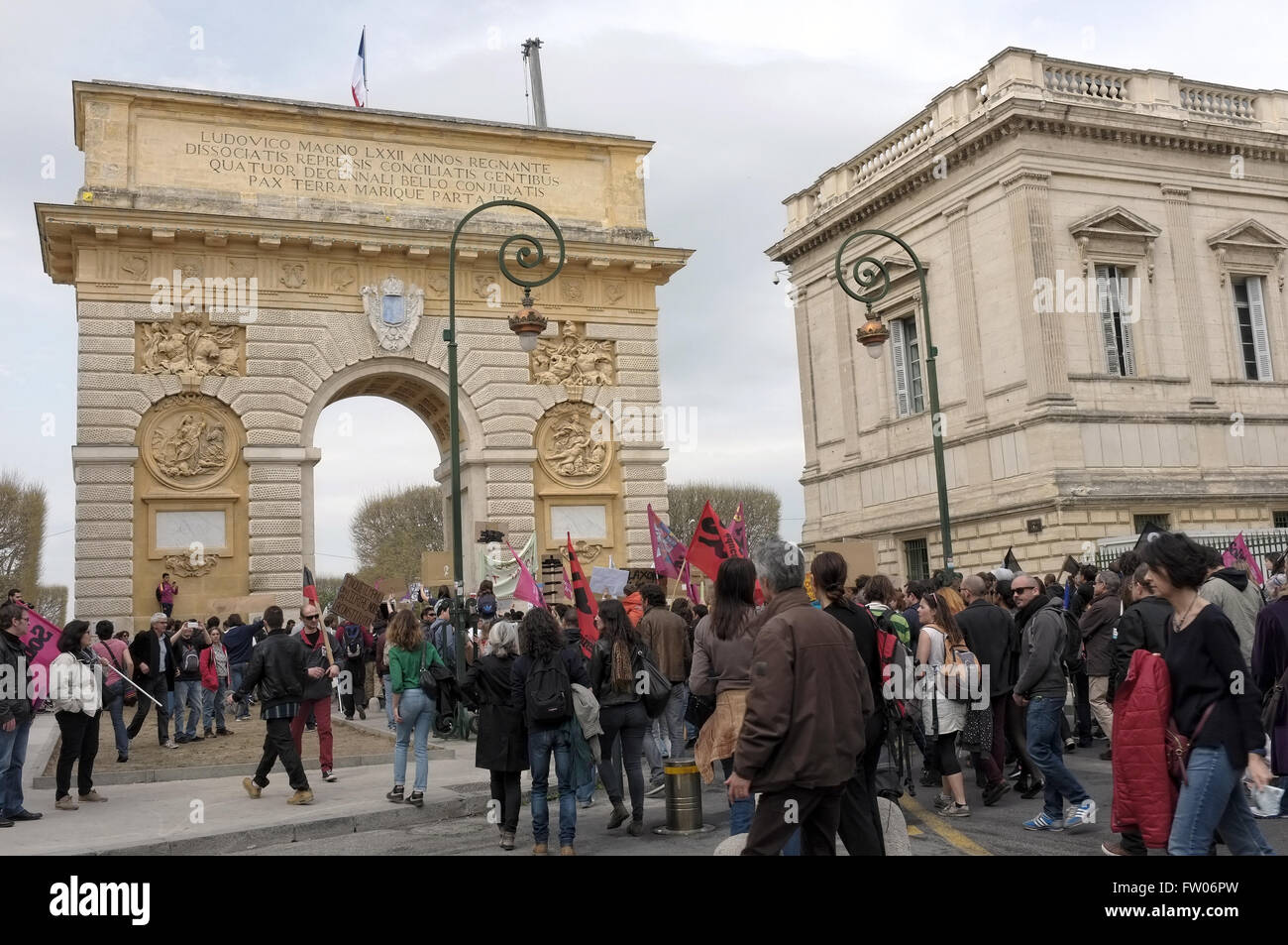 Montpellier, Languedoc-Roussillon, Francia. Il 31 marzo 2016. Manifestazione contro la riforma El Khomri del codice francese del lavoro. Credito: Digitalman/Alamy Live News Foto Stock