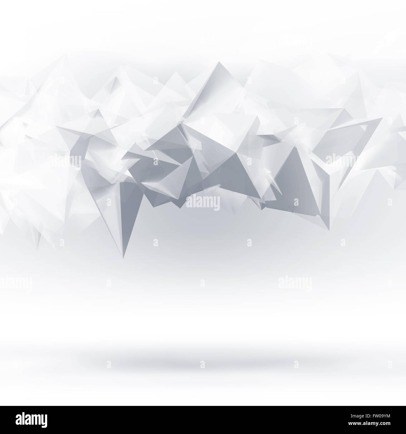 Bianco astratto sfondo digitale. Caotica pattern poligonali, 3D Rendering immagine Foto Stock