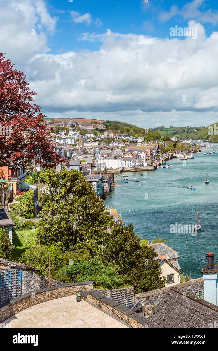 Vista a Dartmouth presso il fiume Dart, Devon, Inghilterra, Regno Unito Foto Stock