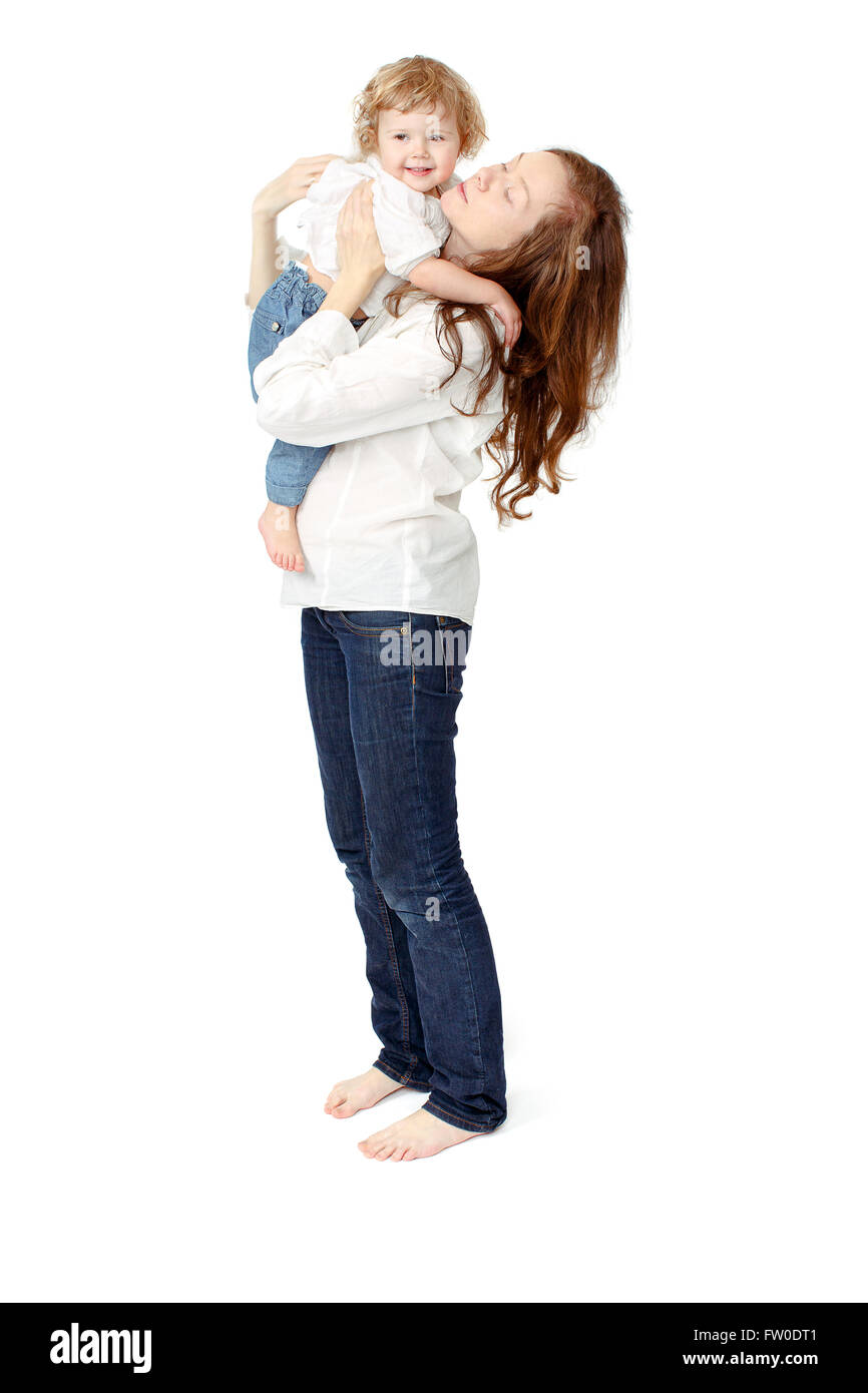 Mamma bacia il bambino Foto Stock