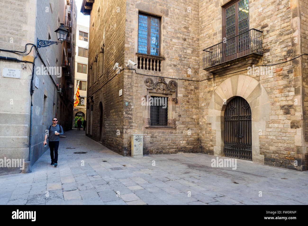 Carrer de la Pietat nel distretto gotico di Barcellona - Catalogna, Spagna Foto Stock