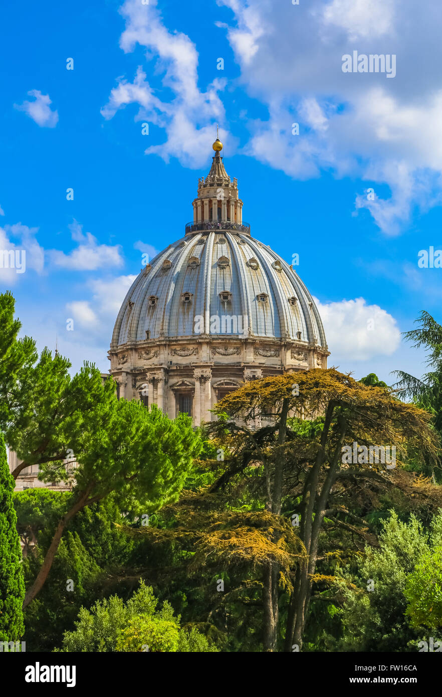 Palazzo Vaticano è visto sopra le cime degli alberi Foto Stock