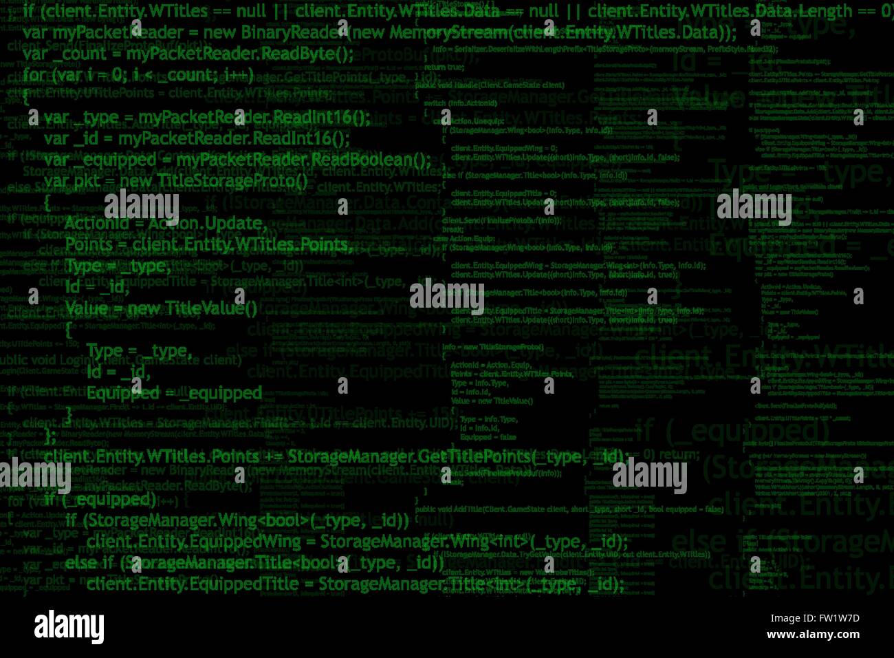 Il codice di un programma sullo sfondo Illustrazione Vettoriale