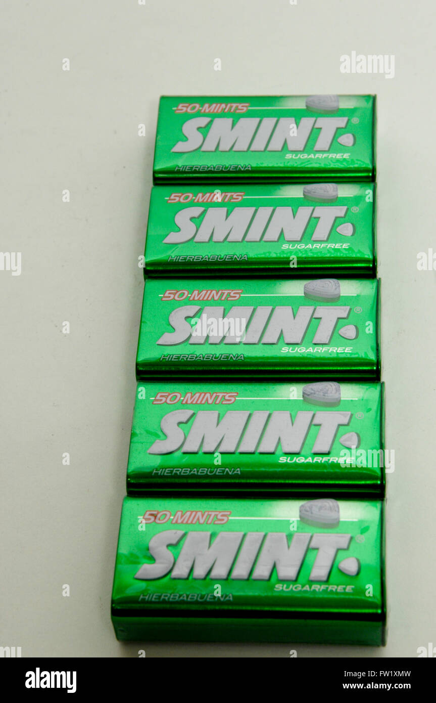 Smint mente per l'alito prodotta dalla multinazionale spagnola Chupa Chups. Foto Stock