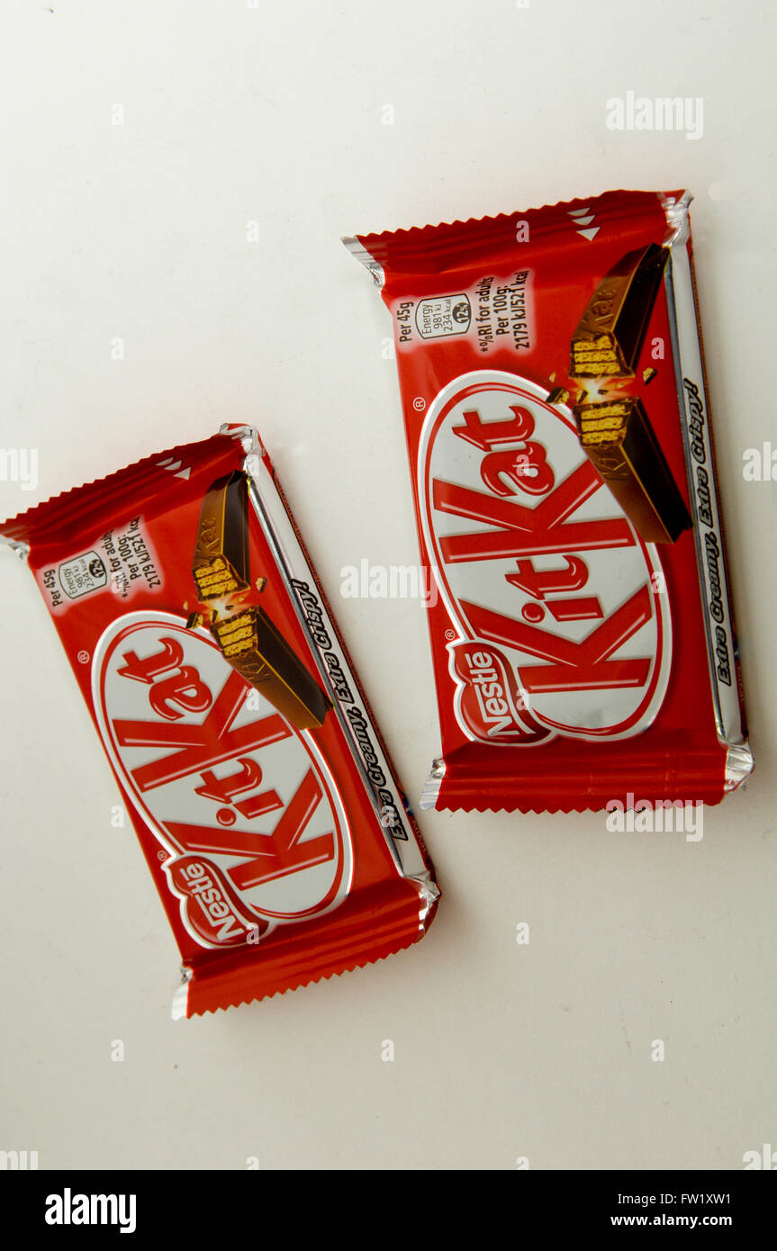 Kit Kat è un cioccolato-wafer ricoperto di biscuit bar creato da Rowntree di York di Inghilterra e ora è prodotta a livello mondiale da parte di Nestlé Foto Stock
