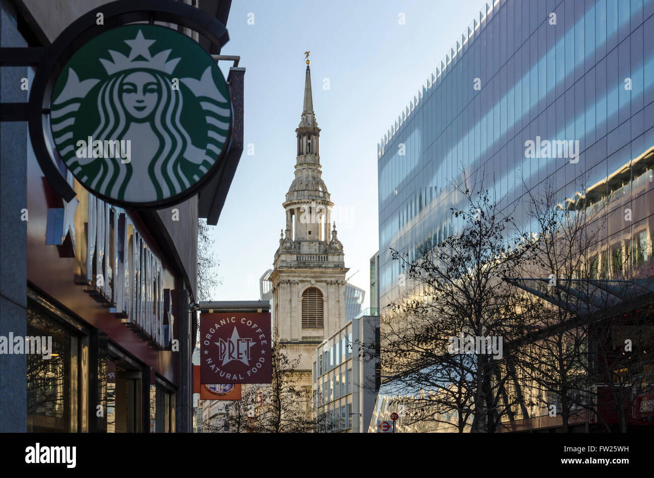 Vista di St Mary-le-Bow, Cheapside, Londra Foto Stock