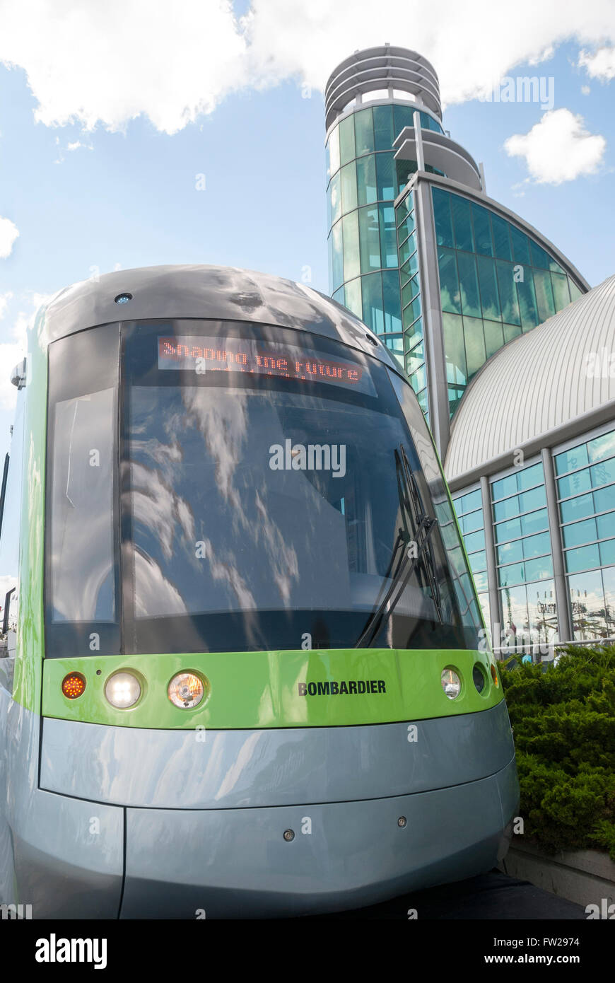 Un mock up del Bombardier Flexity Outlook, un esempio di Toronto pianificati del tram nuova flotta a cne a Toronto in Canada. Foto Stock