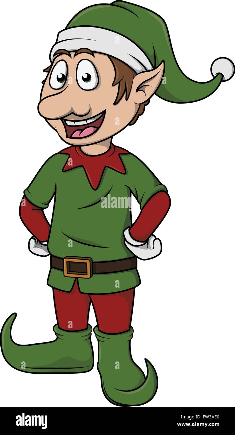 Elf Cartoon carino che pongono il natale Illustrazione Vettoriale