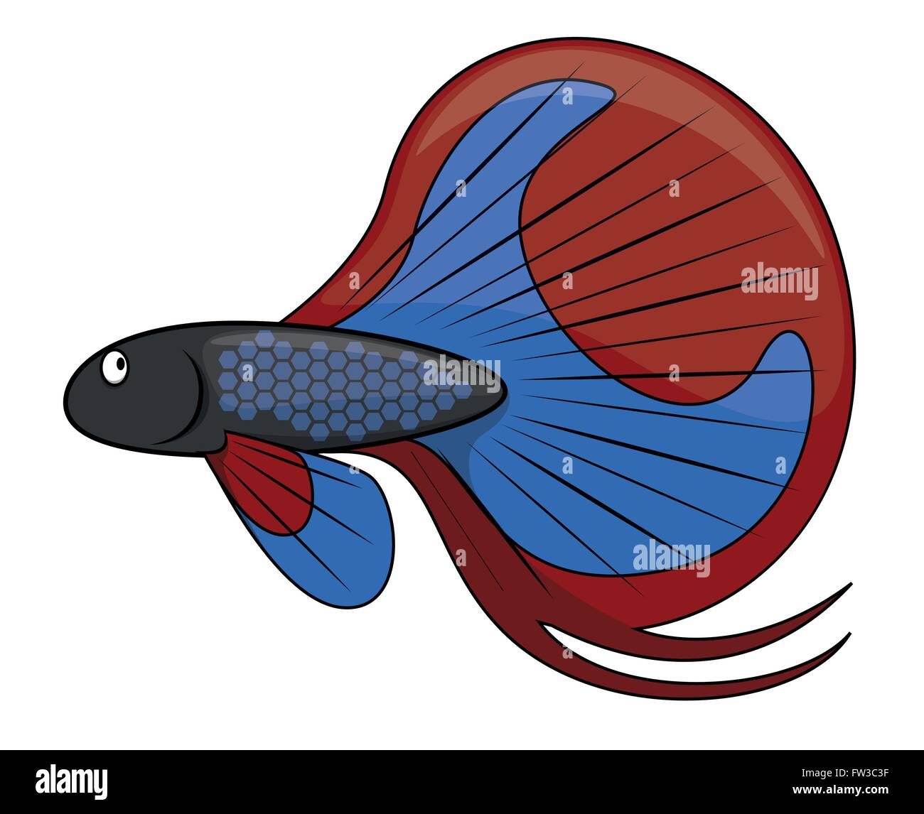Betta pesce illustrazione cartoon Illustrazione Vettoriale