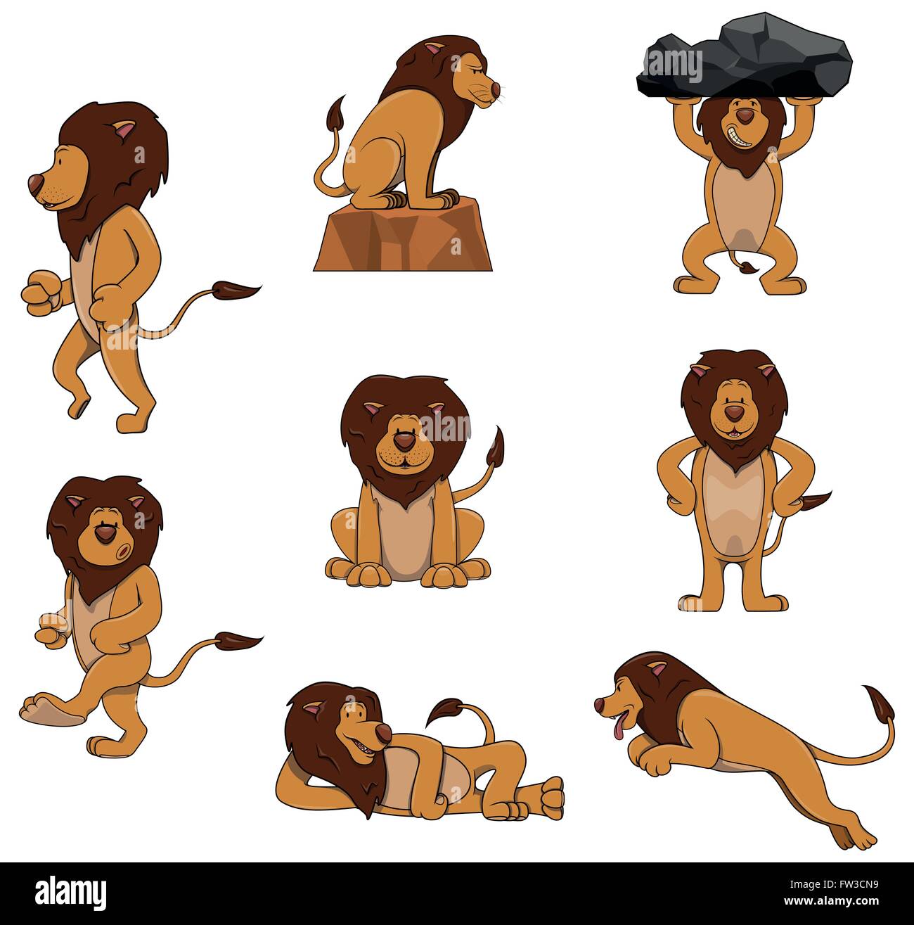 Carattere di Lion insieme Illustrazione Vettoriale