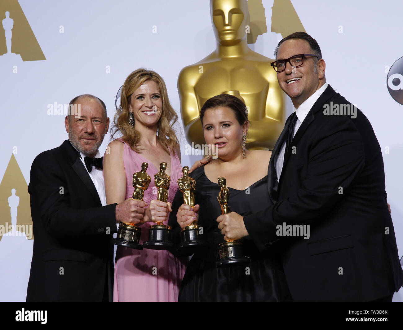 La 88th Oscar live dal Dolby Theatre - Sala stampa dotata di: Steve Golin, Blye Pagon Faust, Nicole Rocklin, Michael zucchero qualora: Los Angeles, California, Stati Uniti quando: 28 Feb 2016 Foto Stock