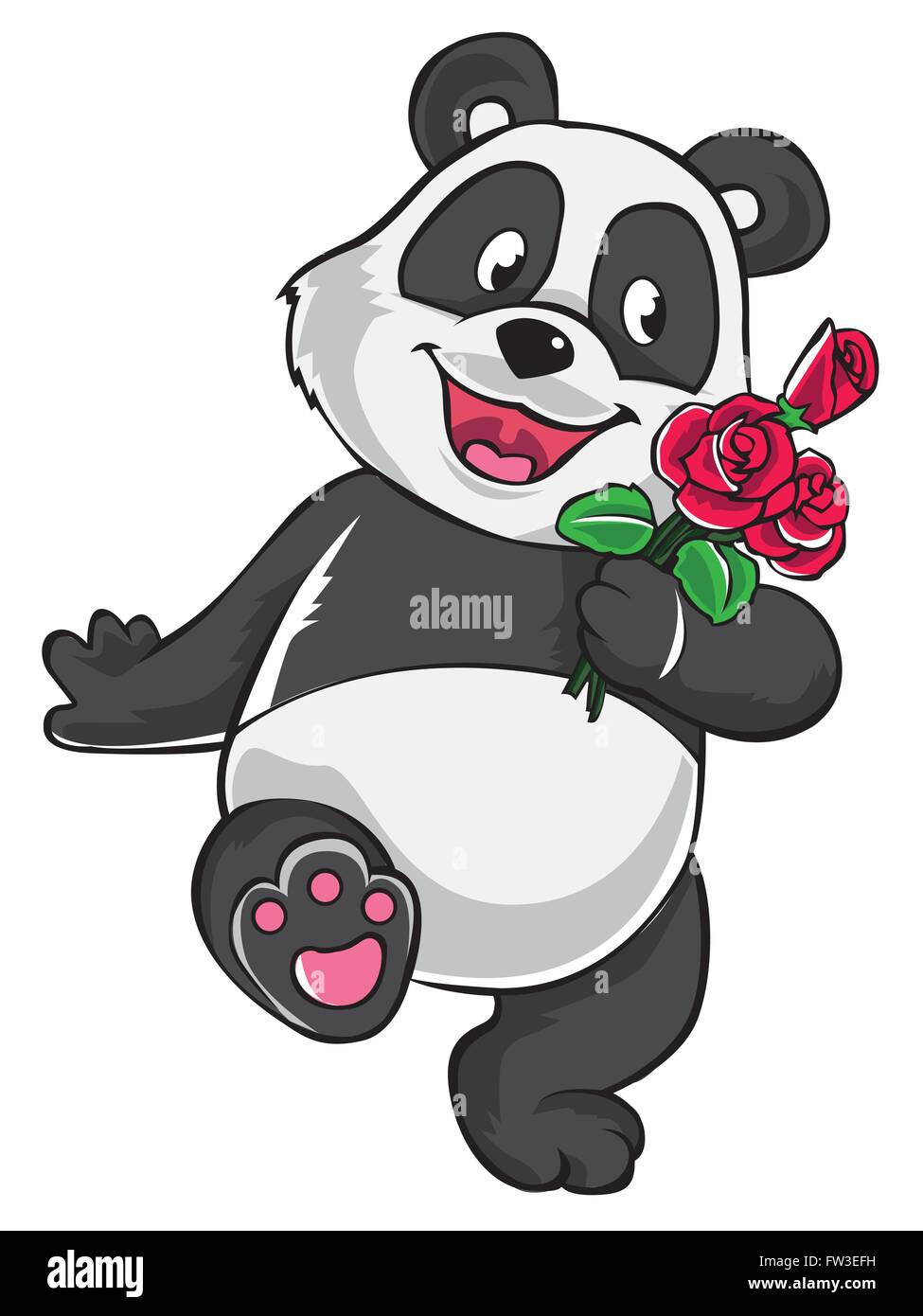 Panda con rose rosse Illustrazione Vettoriale