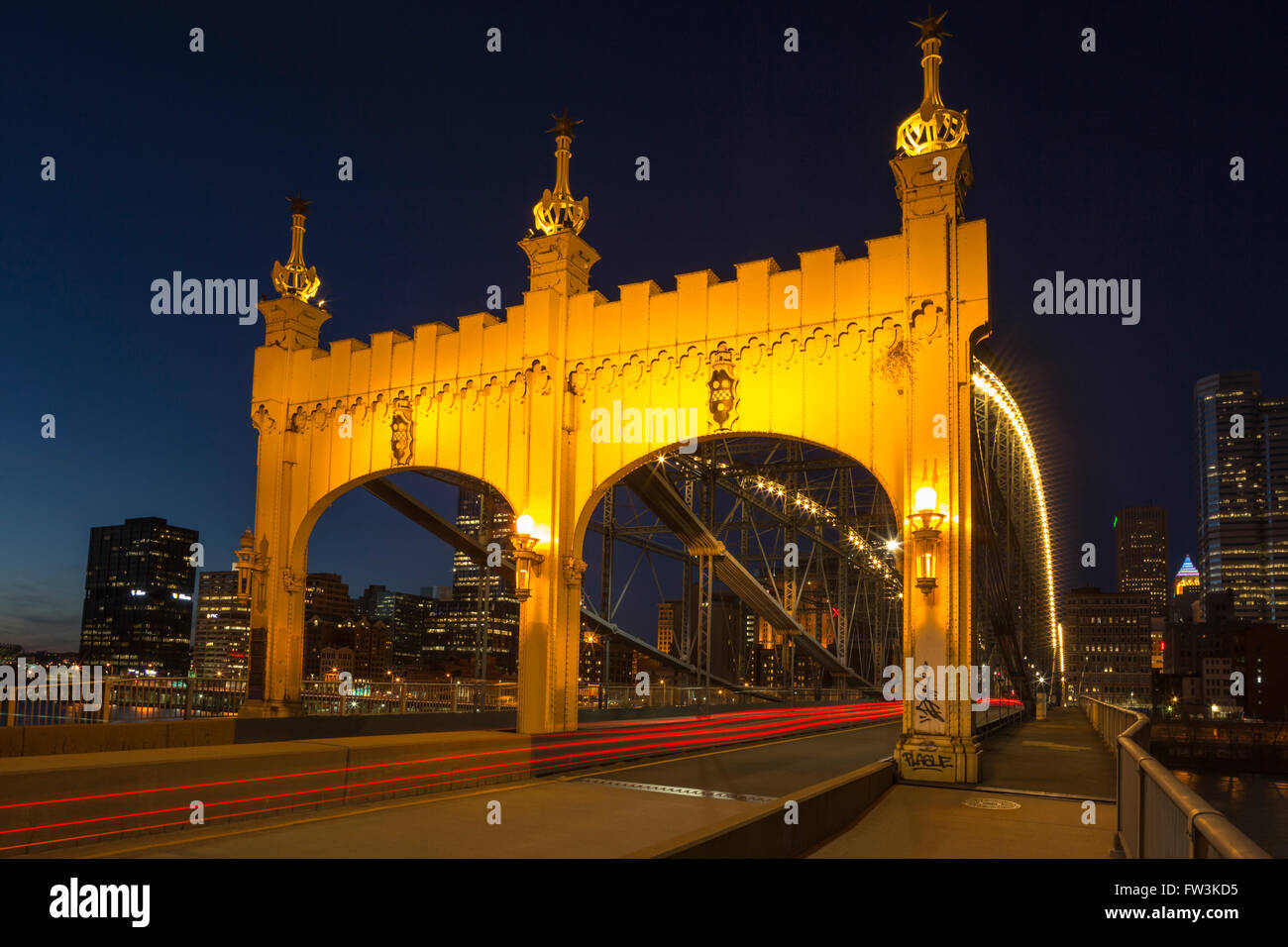 SMITHFIELD STREET BRIDGE centro di Pittsburgh Pennsylvania USA Foto Stock