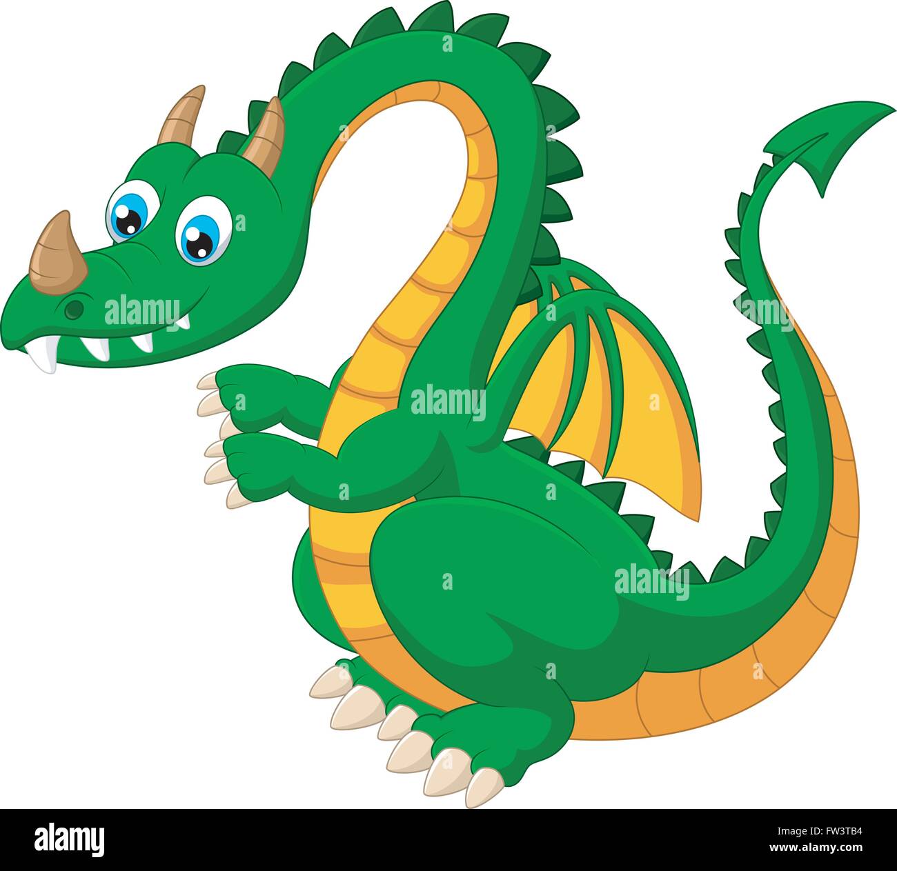 Cartoon funny GREEN DRAGON Illustrazione Vettoriale