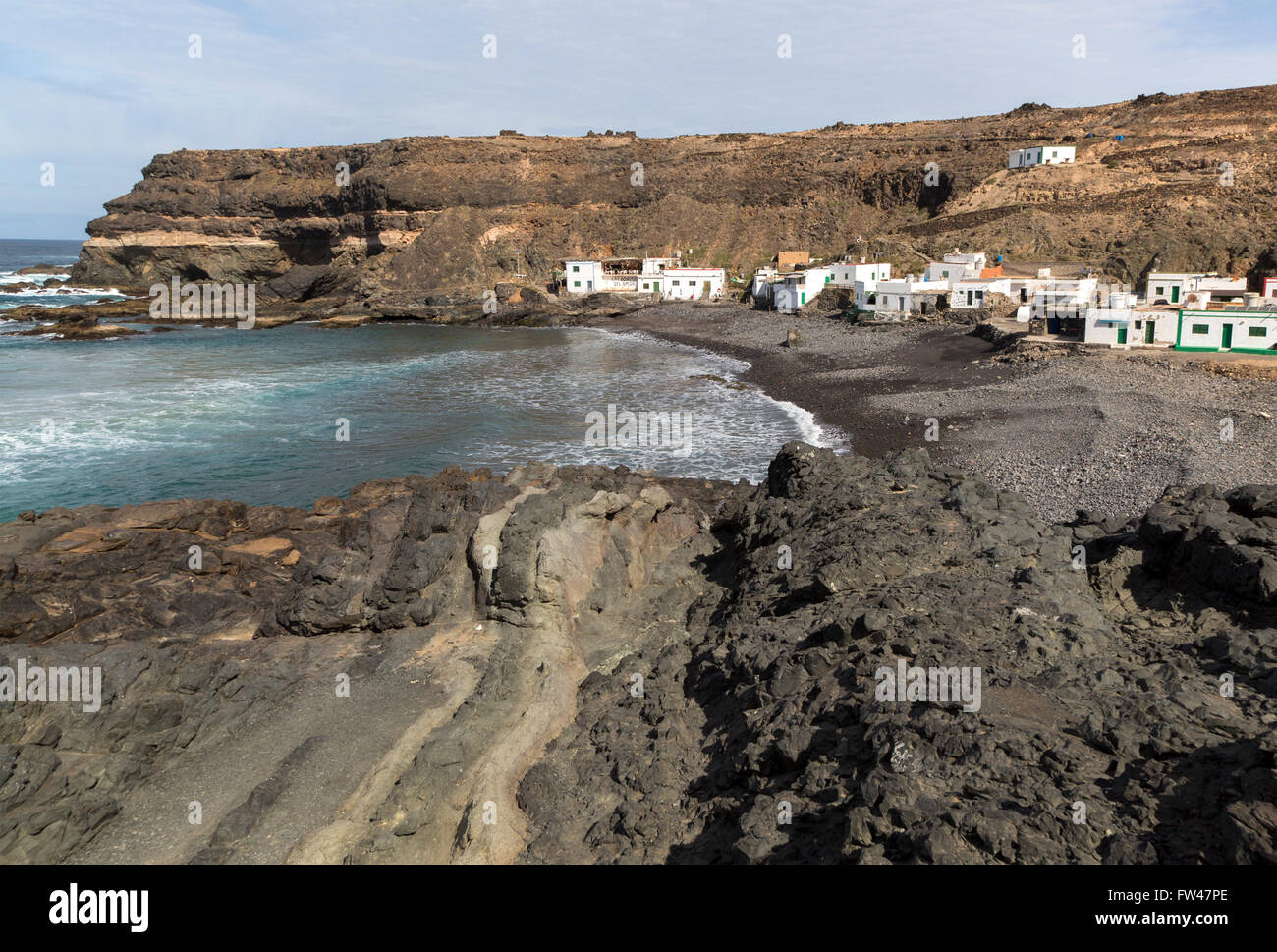 Villaggio di Pescatori di Los Molinos, costa ovest di Fuerteventura, Isole Canarie, Spagna Foto Stock