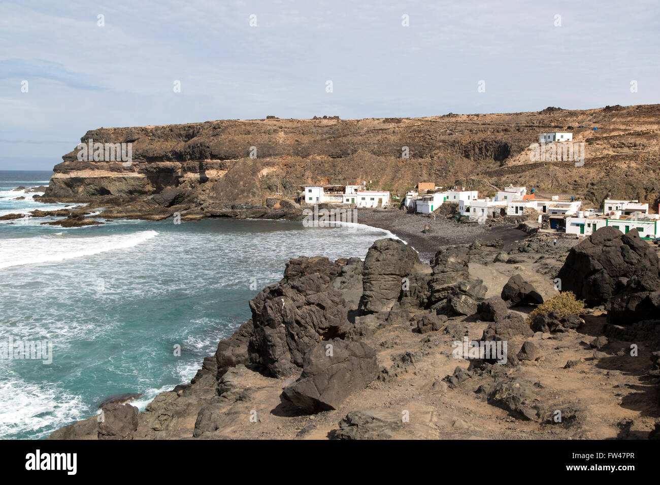 Villaggio di Pescatori di Los Molinos, costa ovest di Fuerteventura, Isole Canarie, Spagna Foto Stock