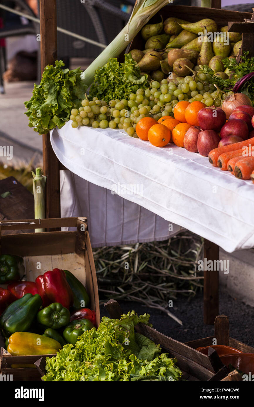 La ricreazione di un mercato in stallo in Palestina come parte del Venerdì Santo la Rappresentazione della Passione a Adeje, Tenerife, Isole Canarie, Spagna. 25 Foto Stock