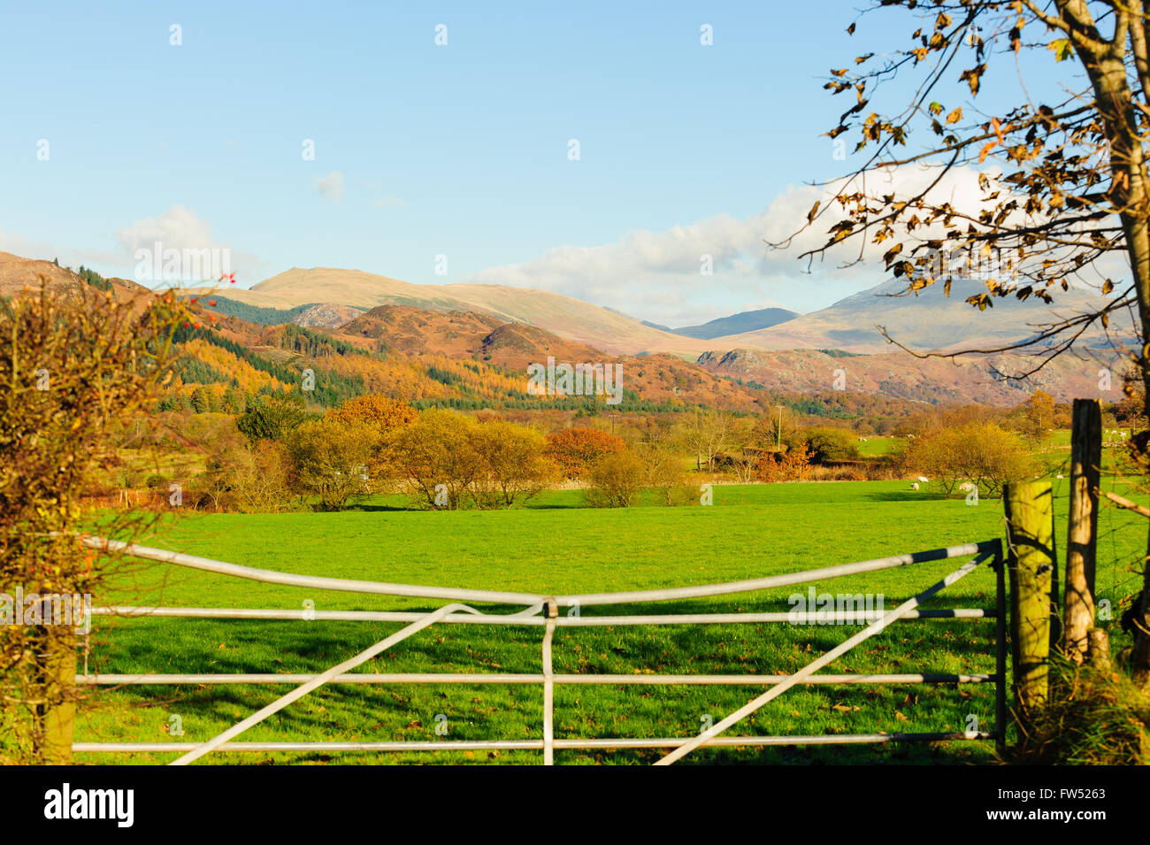 Wasdale Fells da Muncaster, Cumbria Foto Stock