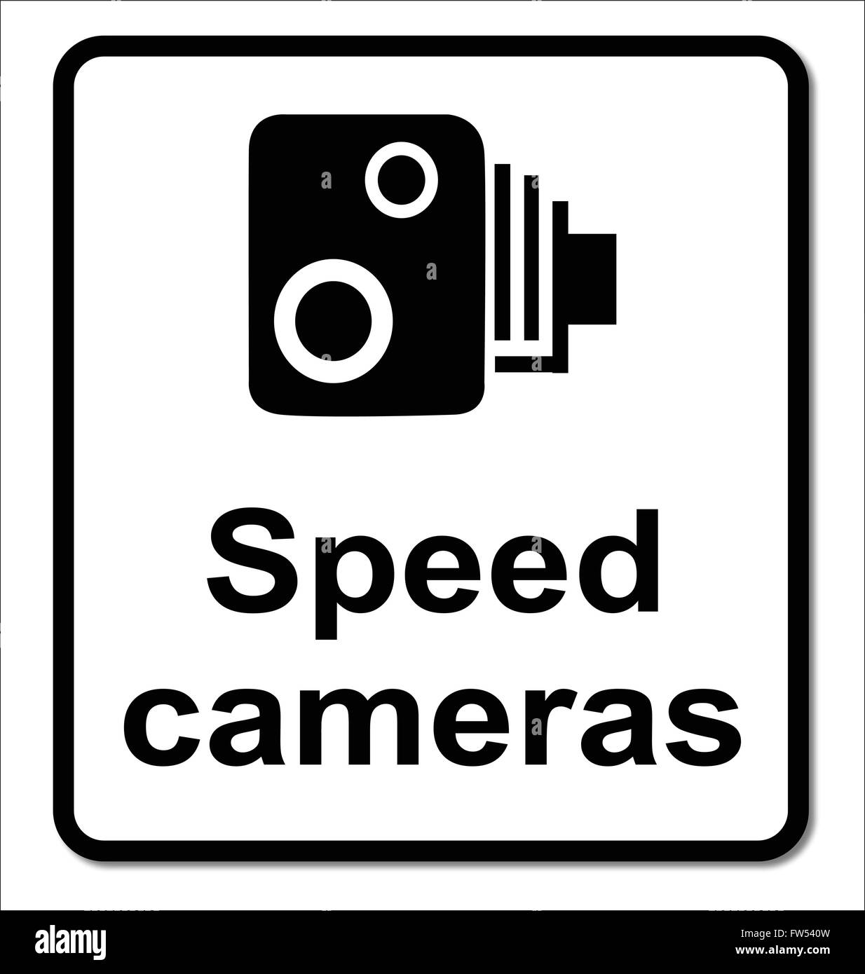 Un tradizionale velocizzando il segno di telecamere su uno sfondo bianco Illustrazione Vettoriale