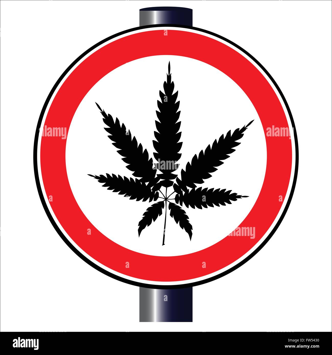 Un traffico stradale segno che dichiara ' weed', isolato su bianco. Illustrazione Vettoriale