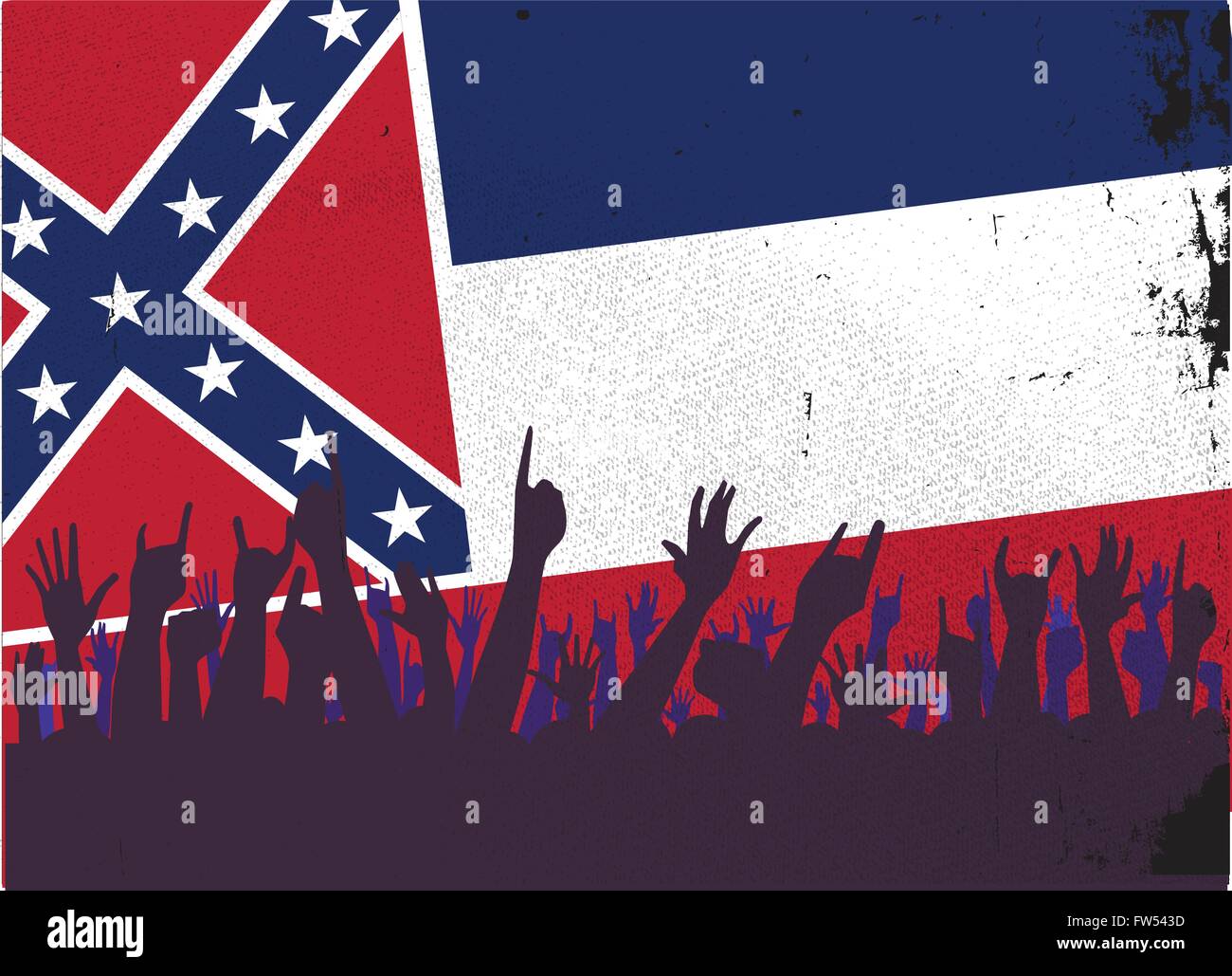 Udienza reazione felice con la Mississippi State bandiera sfondo Illustrazione Vettoriale